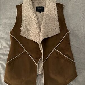 Sanctuary Brown and Cream Shearling Vest